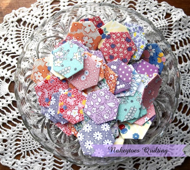 Quilting Hexagons in a bowl